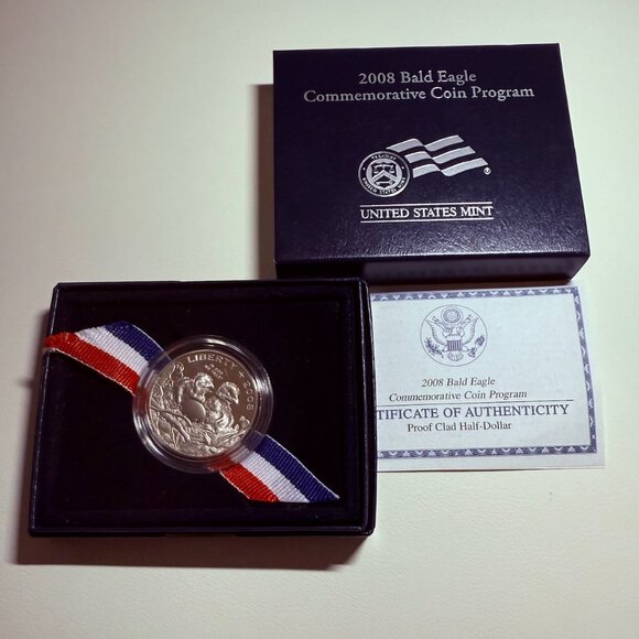 2008-S Bald Eagle Commemorative Half Dollar Proof w/COA Box - Picture 2 of 9